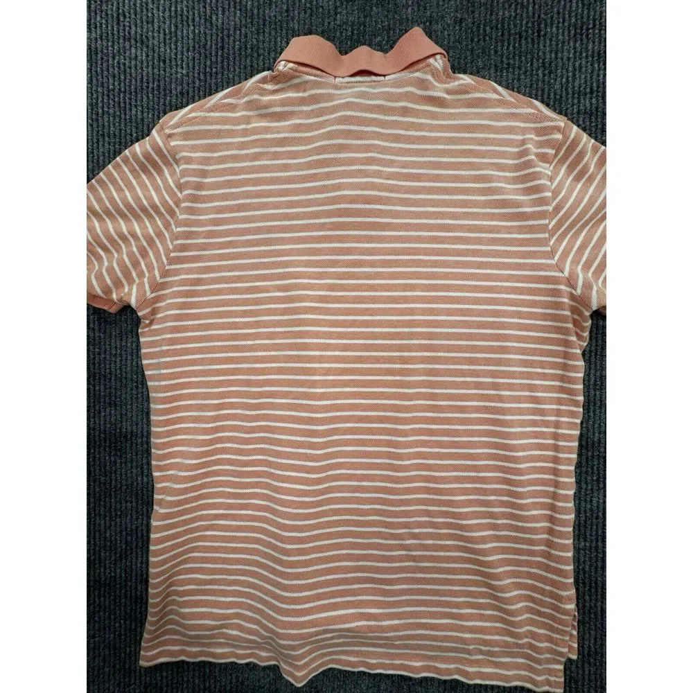 Polo Ralph Lauren Polo Mens Large Orange Striped Short Sleeve Shirt  100% Cotton